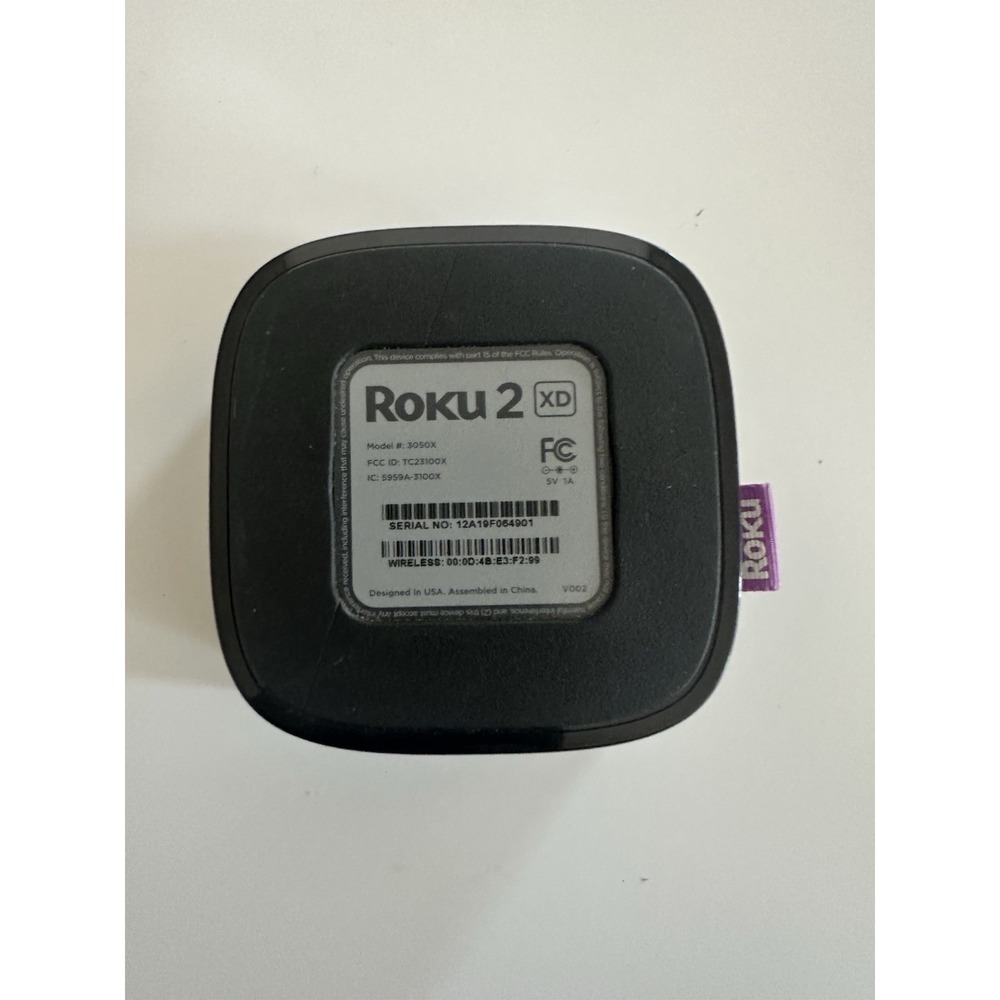 Roku 2 xd 2nd generation media streamer‎ 3050X with Remote Control no Power Cord